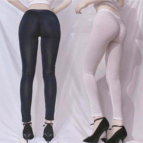 Sexy Transparent Leggings Pantyhose High Elastic Sheer Yoga Trousers for Women